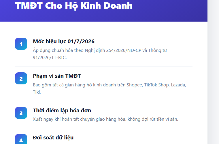 Bán Hàng Shopee, TikTok Shop Mới Nhất 2026: 3 Lưu Ý Tối Quan Trọng Về Hóa Đơn Điện Tử Hộ Kinh Doanh Phải Biết